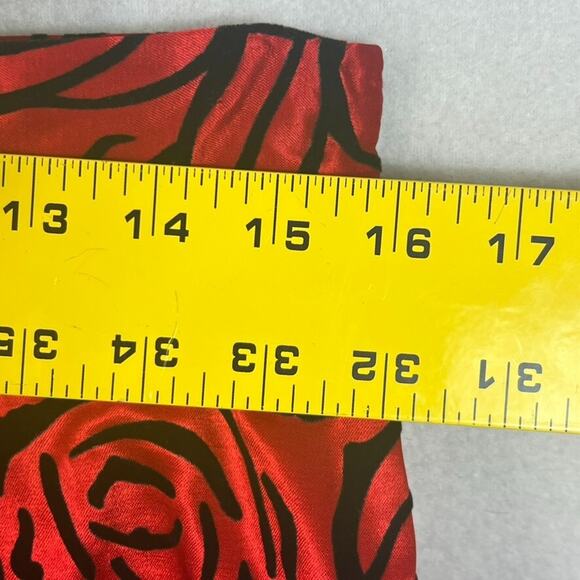 Chetta B Evening Formal Maxi Skirt Womens Size 12 Red Satin Black Velvet Roses - Picture 3 of 13